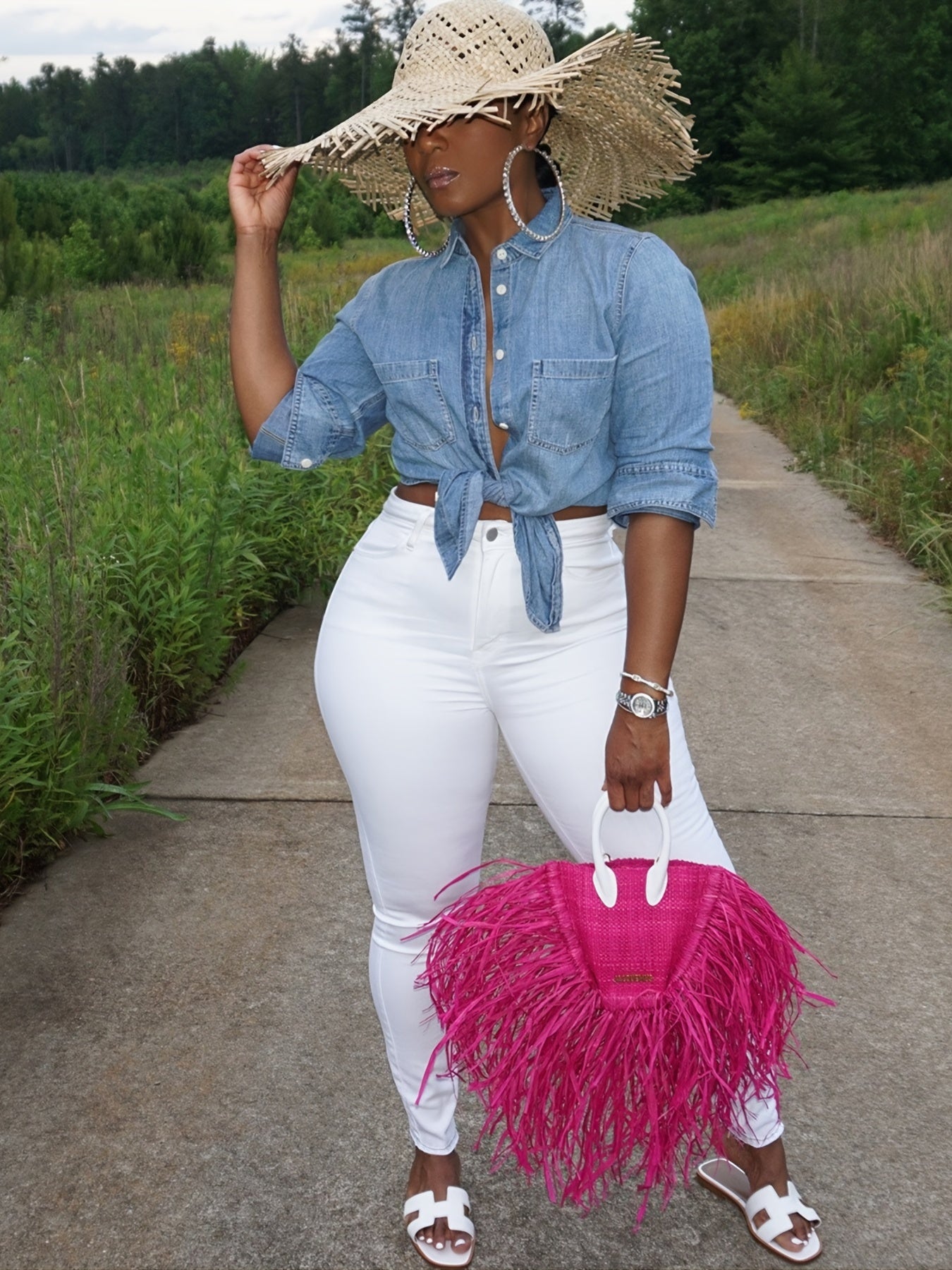 Essential White Jeans - High-Rise Slim Fit Design with Comfortable Stretch, Perfect for Casual Wear, Womens Denim