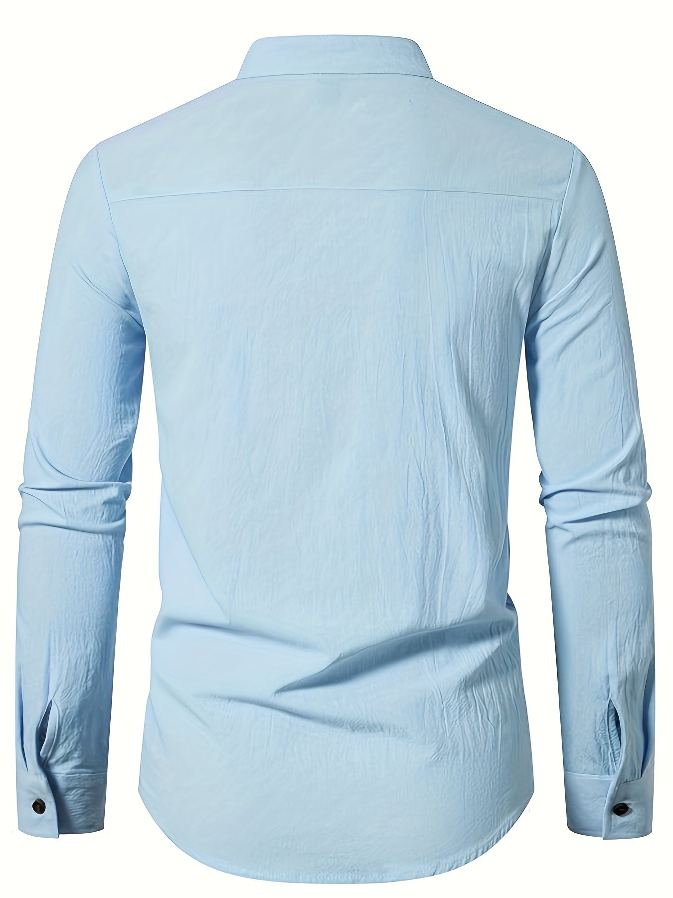 Men's Fashion Cotton Trachten Shirt - 100% Cotton Solid Color, Regular Fit with Lapel Collar and Slight Stretch, All-Season Casual Comfort with Button Detail