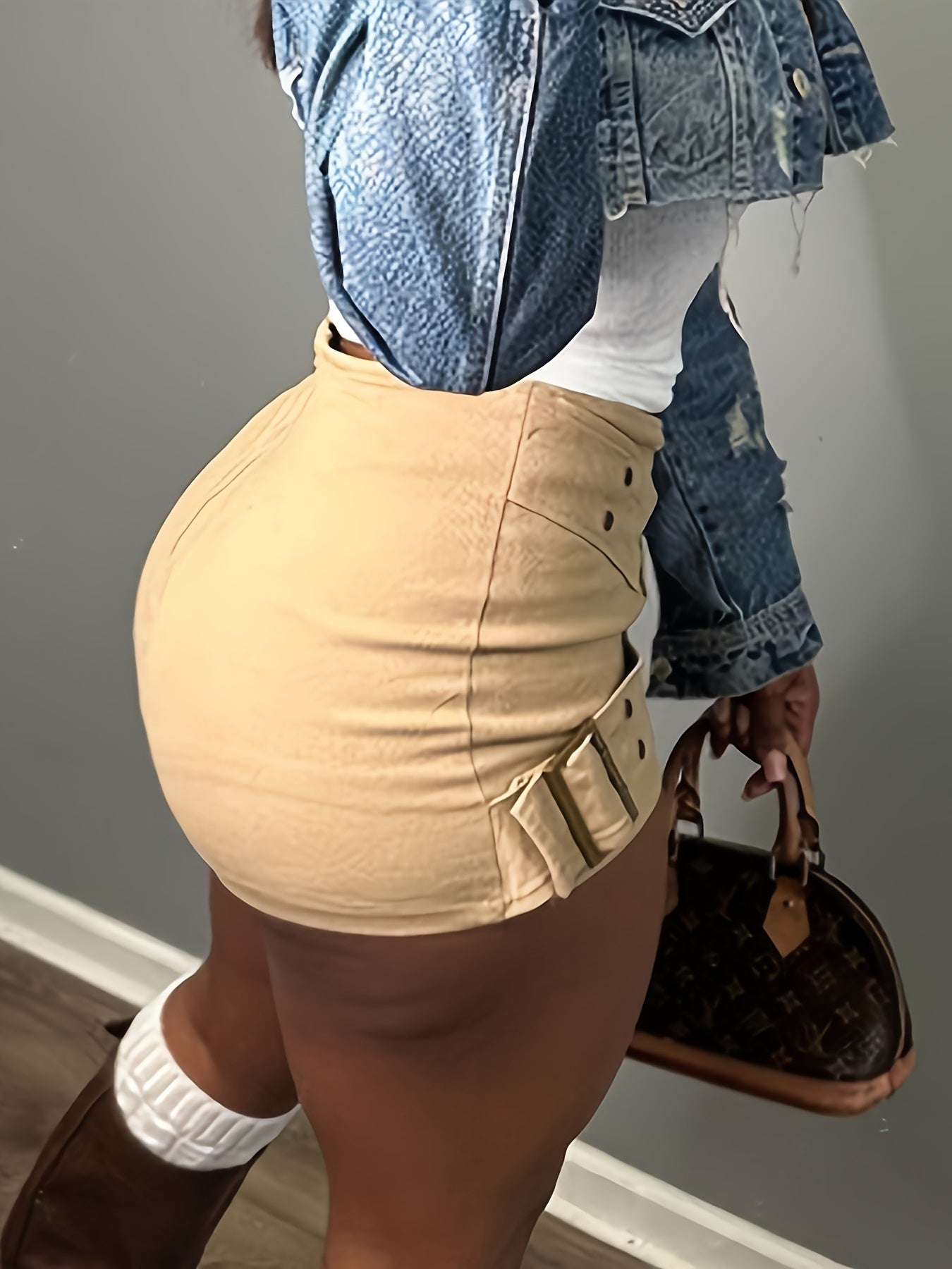 Classic Retro Tight Sexy Hot All-Match Women's Short Solid Color Hip Pencil Skirt