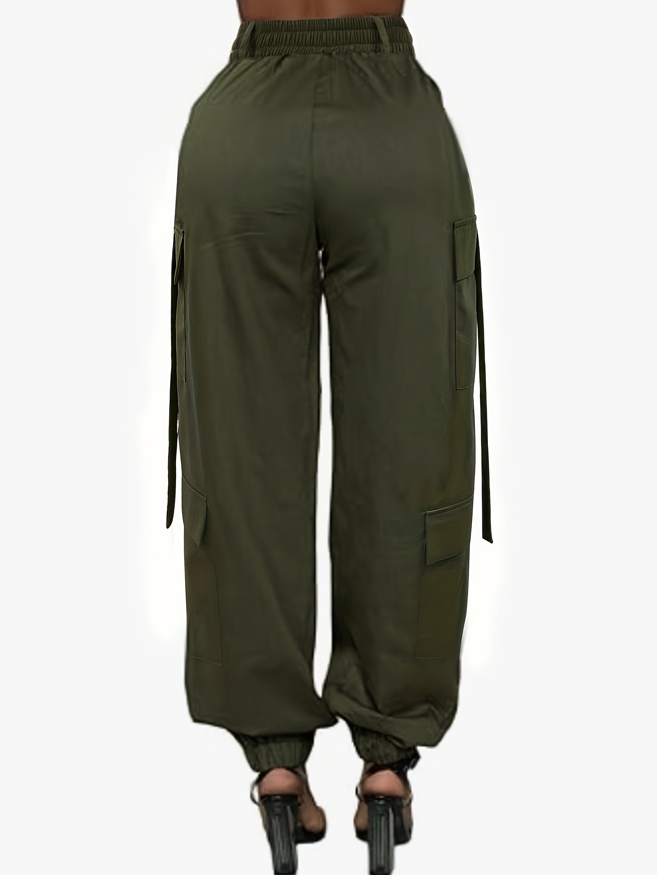 Chic High-Waist Joggers with Cargo Pockets - Comfortable Casual Pants for Women, Perfect for Spring & Fall
