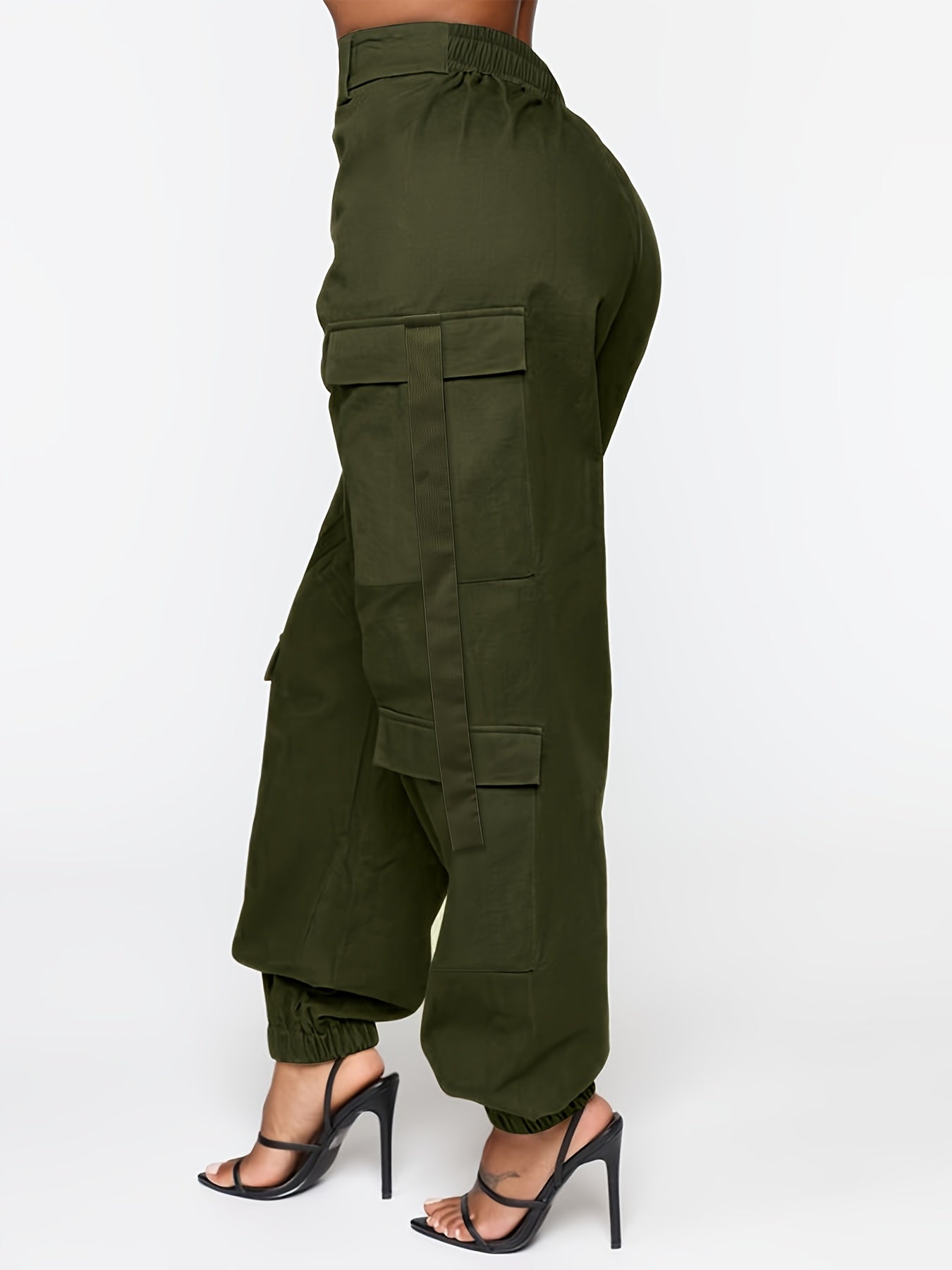 Chic High-Waist Joggers with Cargo Pockets - Comfortable Casual Pants for Women, Perfect for Spring & Fall