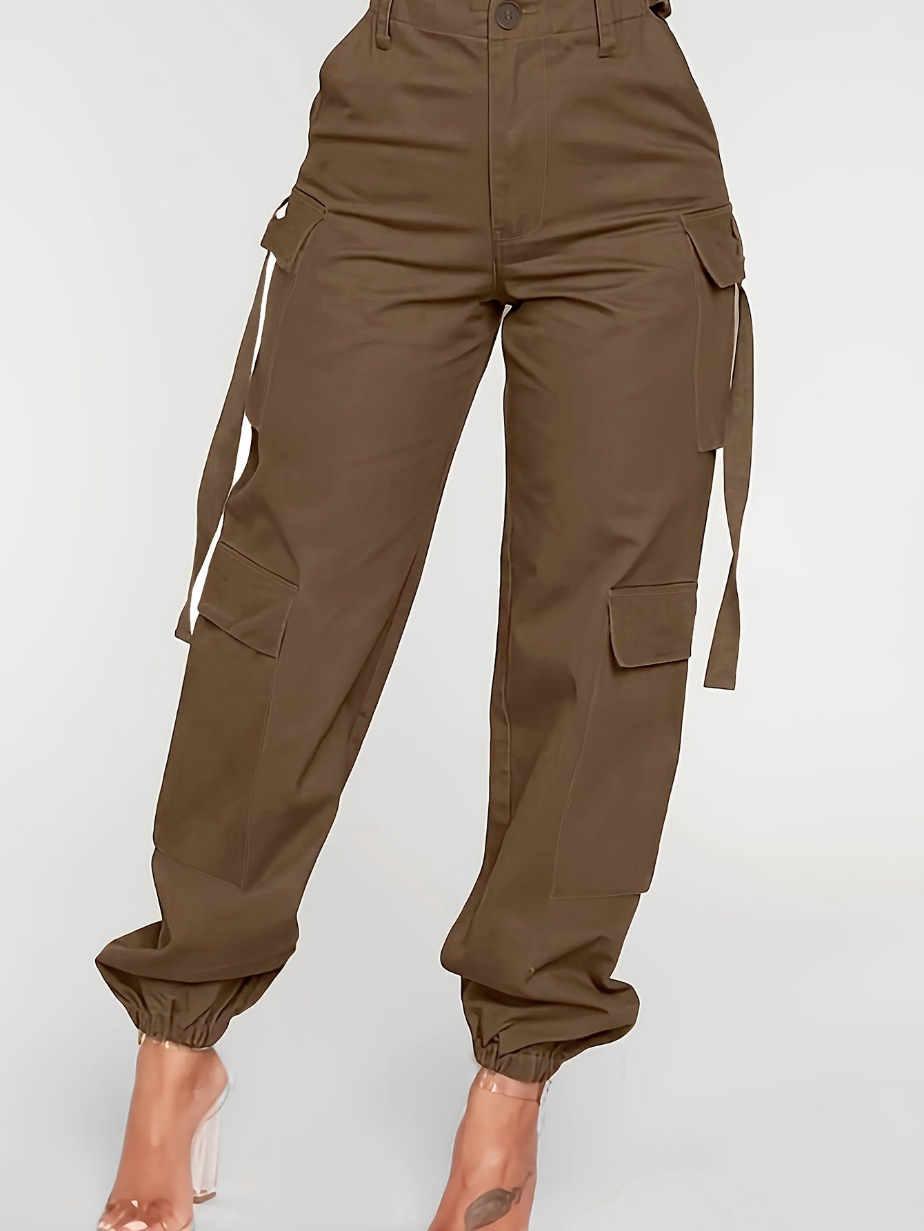 Chic High-Waist Joggers with Cargo Pockets - Comfortable Casual Pants for Women, Perfect for Spring & Fall