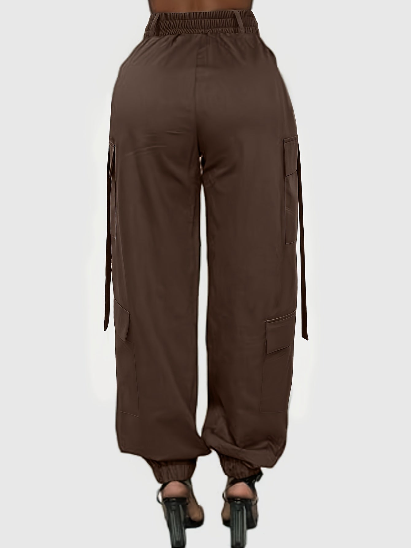 Chic High-Waist Joggers with Cargo Pockets - Comfortable Casual Pants for Women, Perfect for Spring & Fall
