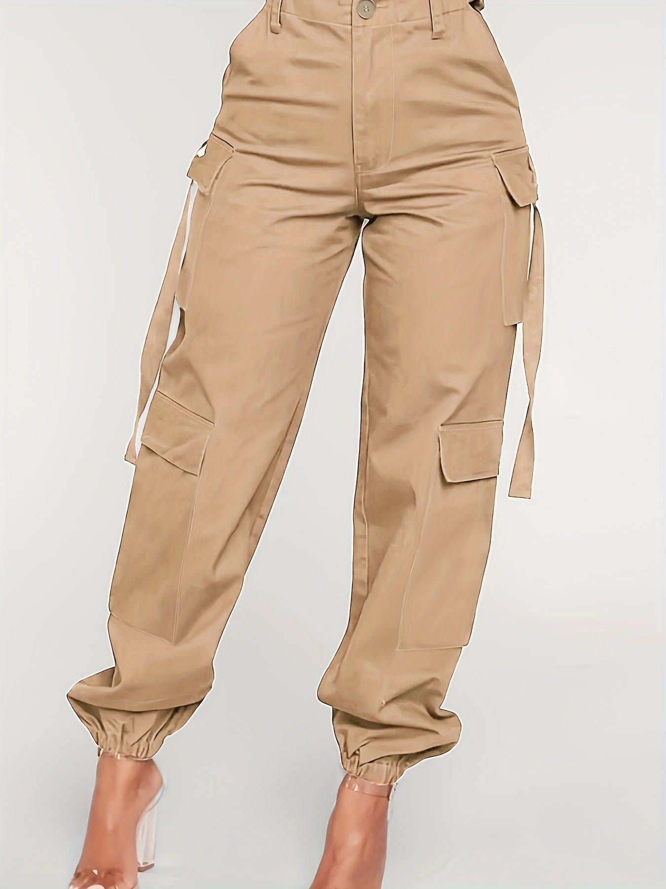 Chic High-Waist Joggers with Cargo Pockets - Comfortable Casual Pants for Women, Perfect for Spring & Fall