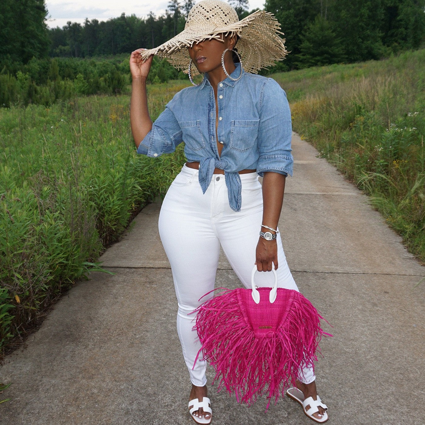 Essential White Jeans - High-Rise Slim Fit Design with Comfortable Stretch, Perfect for Casual Wear, Womens Denim