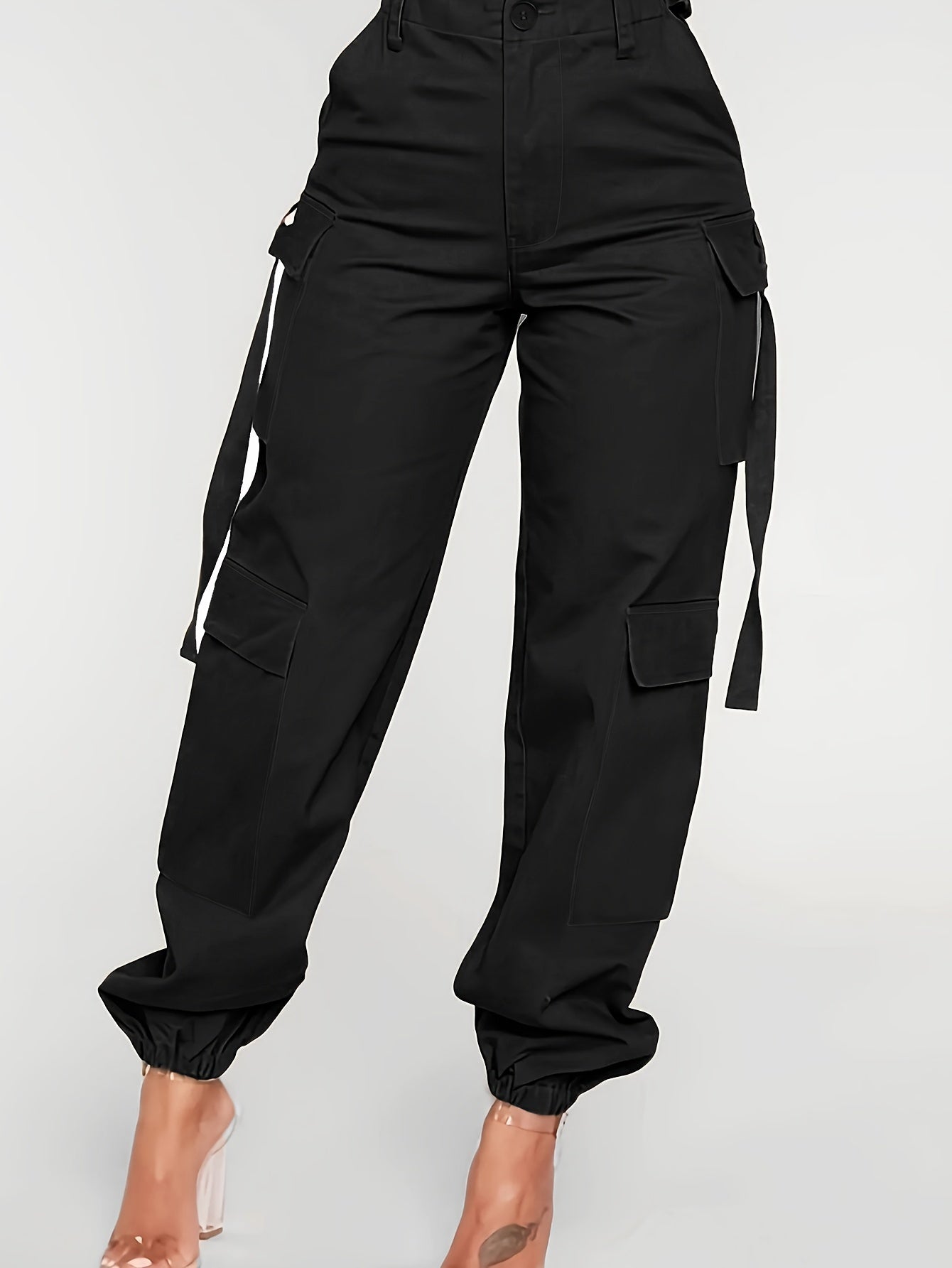 Chic High-Waist Joggers with Cargo Pockets - Comfortable Casual Pants for Women, Perfect for Spring & Fall