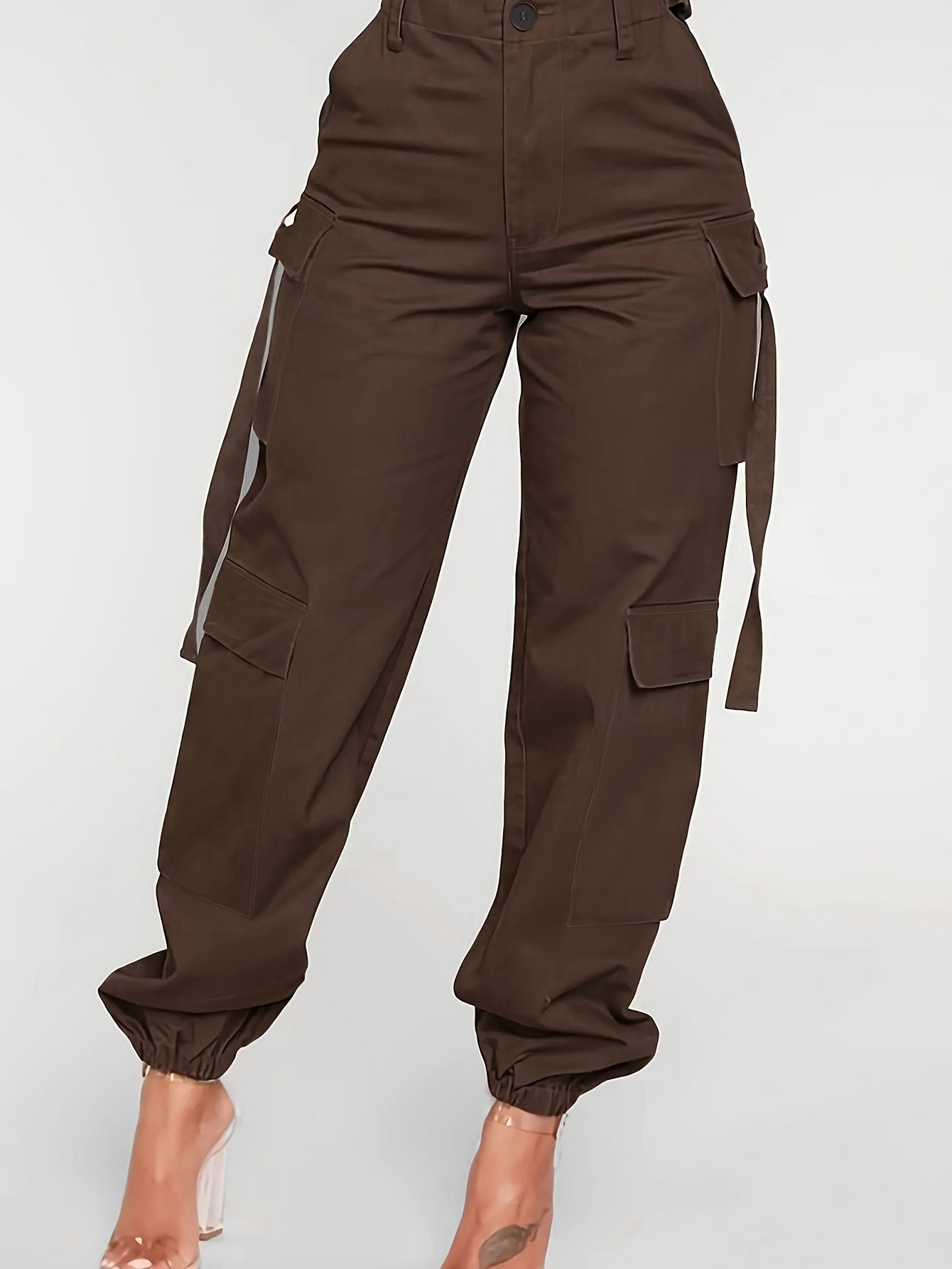 Chic High-Waist Joggers with Cargo Pockets - Comfortable Casual Pants for Women, Perfect for Spring & Fall